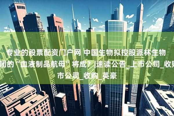 专业的股票配资门户网 中国生物拟控股派林生物 国药集团的“血液制品航母”将成？|速读公告_上市公司_收购_英豪